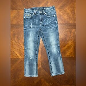 Miss Me Distressed Capri Jeans blue